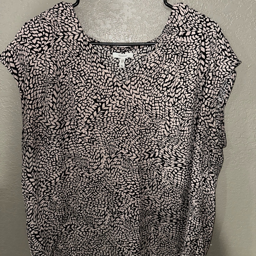 Maurices Pink and Black Patterned Blouse